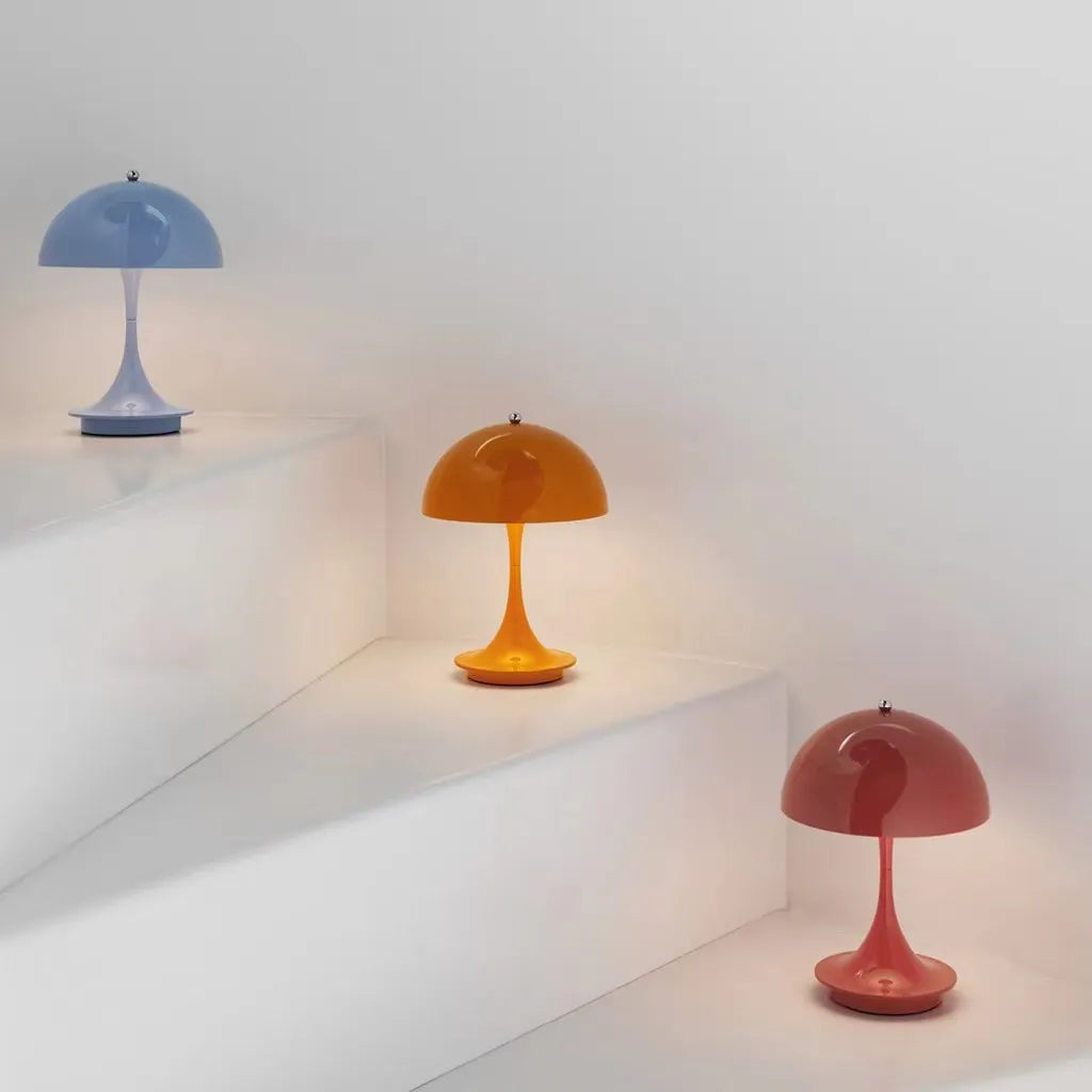 Lampe de table sans fil en forme de champignon, rechargeable, 24cm, LED blanc chaud, éclairage d’ambiance décoratif intérieur et extérieur | Sansoti