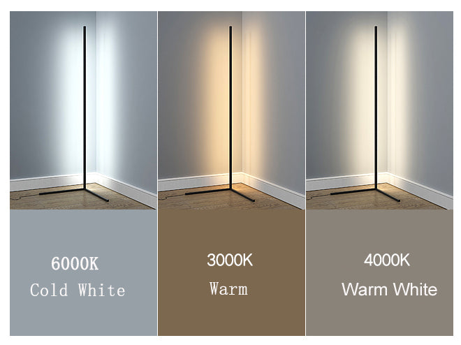 Moderne Eck-Stehleuchte mit integrierter LED-Beleuchtung und schlankem, platzsparendem Design | Restfield