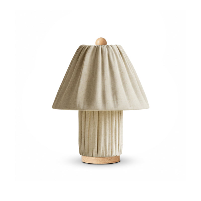 Retro Tafellamp met Geplooide Stoffen Kap – Warm Zacht Licht – Scandinavisch Minimalistisch Design voor Slaapkamer Woonkamer | Sansoti