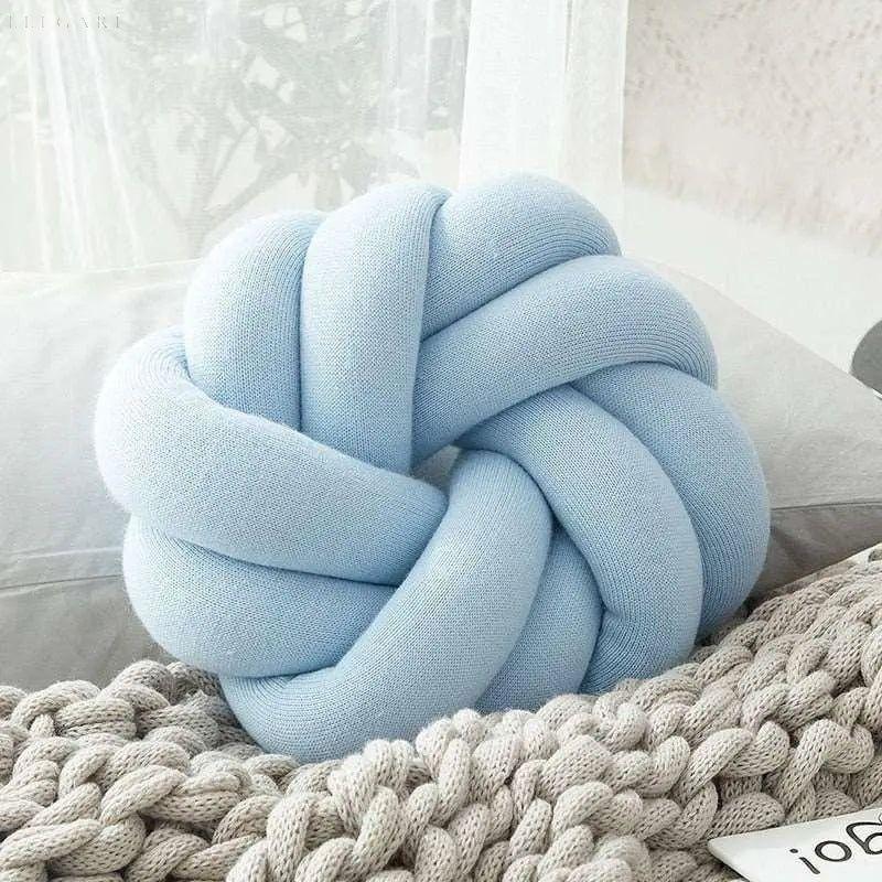 Coussin décoratif rond en velours avec nœud 30cm Style scandinave | Restfield