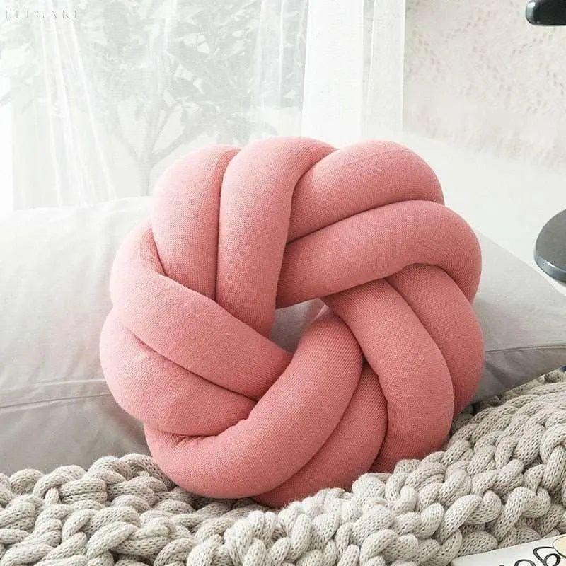 Coussin décoratif rond en velours avec nœud 30cm Style scandinave | Restfield