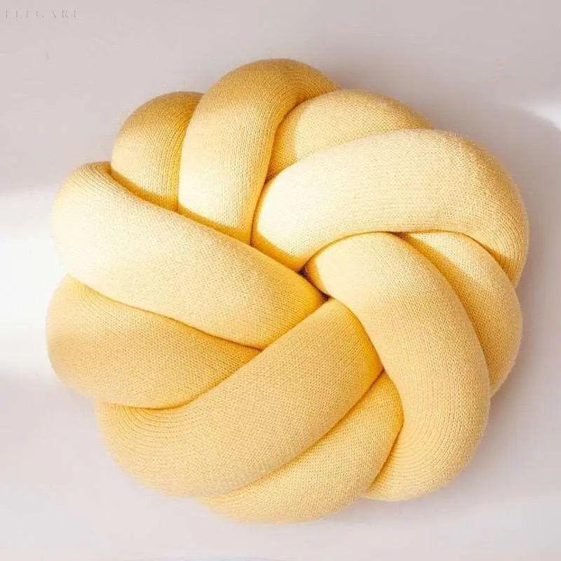 Coussin décoratif rond en velours avec nœud 30cm Style scandinave | Restfield