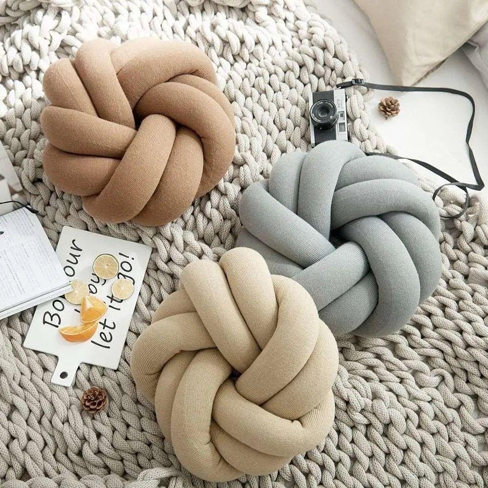 Coussin décoratif rond en velours avec nœud 30cm Style scandinave | Restfield