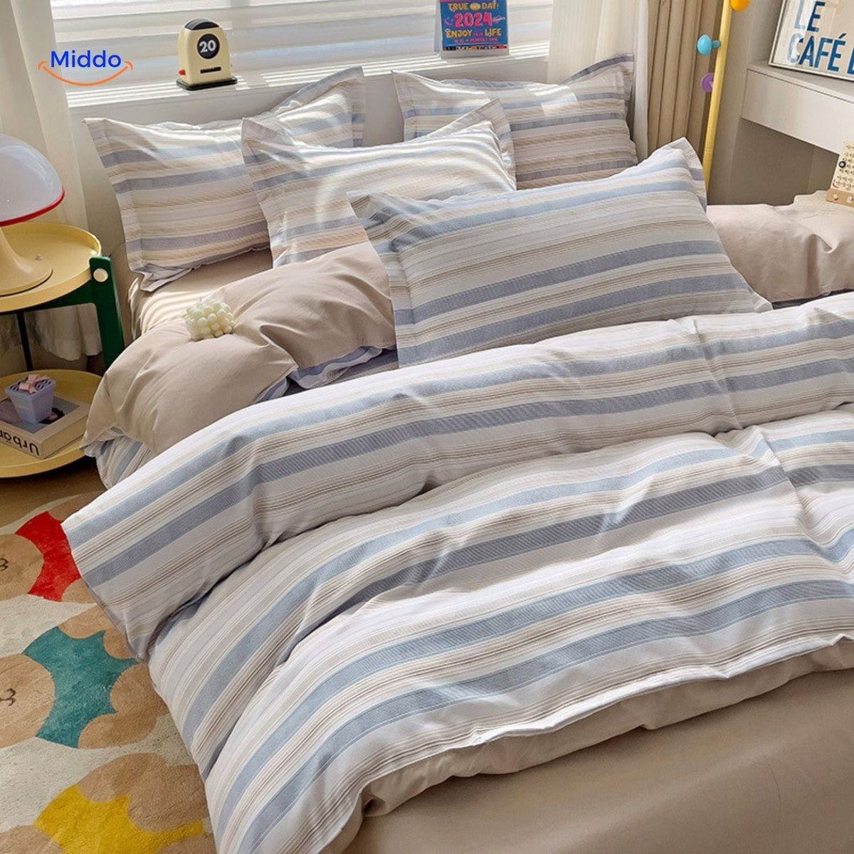 4-teiliges Baumwoll-Bettbezug-Set, weich und atmungsaktiv, mit Blumenmuster, Baby- und Mutter-Bettwäsche, Komfort für das Schlafzimmer | Sansoti