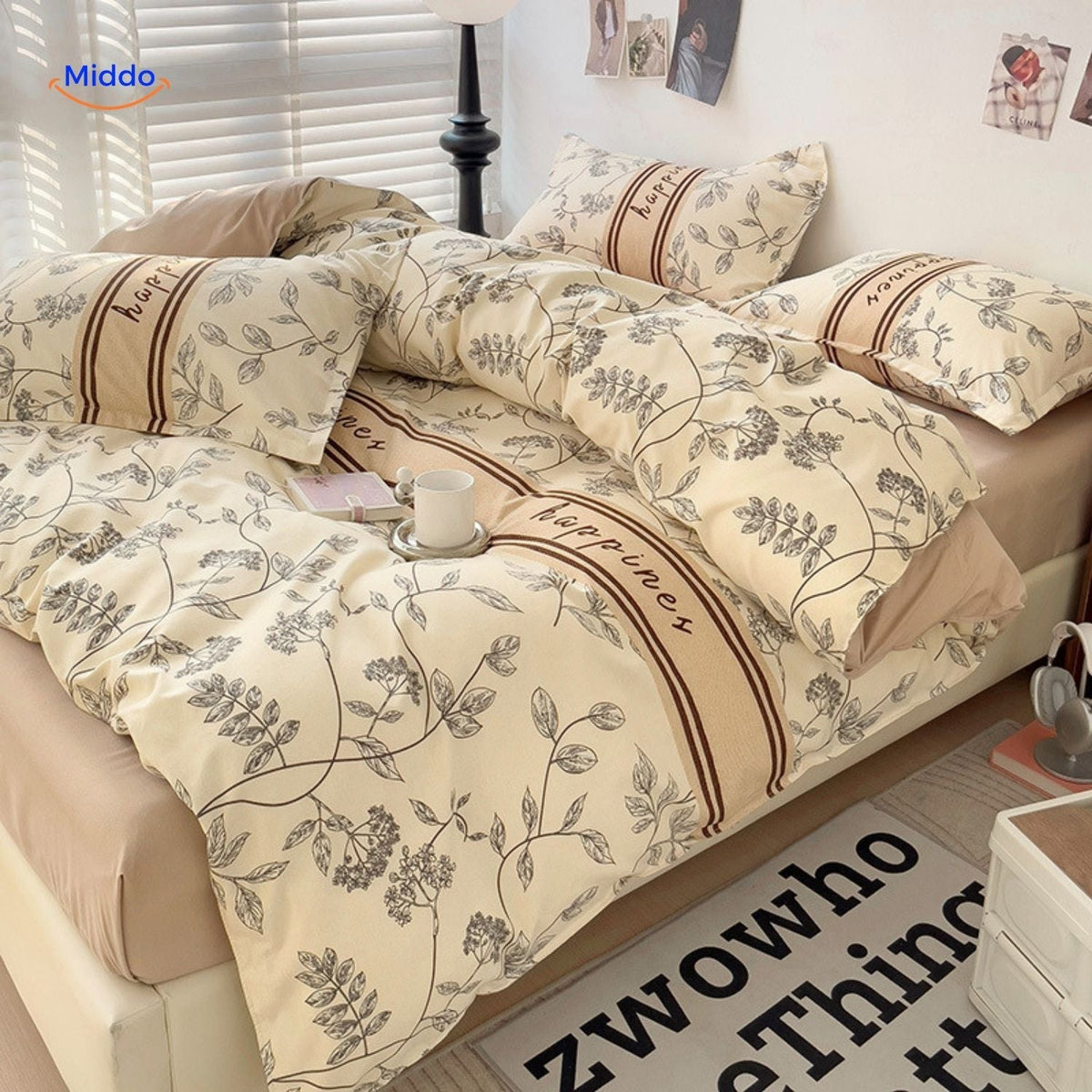 4-teiliges Baumwoll-Bettbezug-Set, weich und atmungsaktiv, mit Blumenmuster, Baby- und Mutter-Bettwäsche, Komfort für das Schlafzimmer | Sansoti