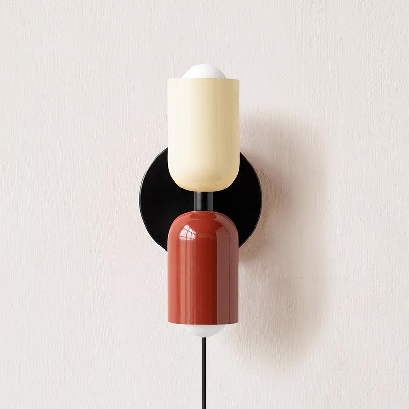 Dubbele Wandlamp met Stekker Lichtrichting Boven en Beneden Metalen Armatuur Gekleurde Kap E26 / E27 Fitting | Sansoti