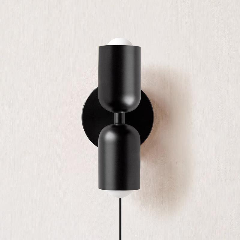 Dubbele Wandlamp met Stekker Lichtrichting Boven en Beneden Metalen Armatuur Gekleurde Kap E26 / E27 Fitting | Sansoti