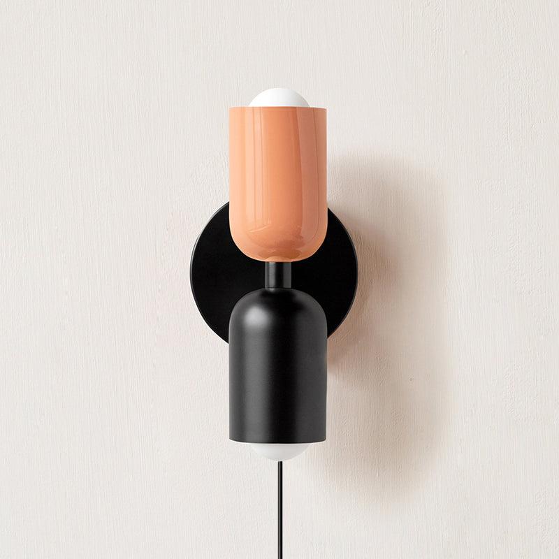 Dubbele Wandlamp met Stekker Lichtrichting Boven en Beneden Metalen Armatuur Gekleurde Kap E26 / E27 Fitting | Sansoti