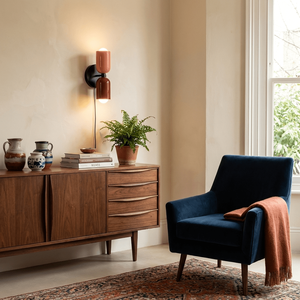 Dubbele Wandlamp met Stekker Lichtrichting Boven en Beneden Metalen Armatuur Gekleurde Kap E26 / E27 Fitting | Sansoti