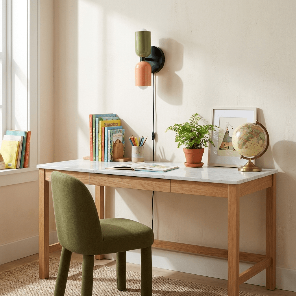 Dubbele Wandlamp met Stekker Lichtrichting Boven en Beneden Metalen Armatuur Gekleurde Kap E26 / E27 Fitting | Sansoti