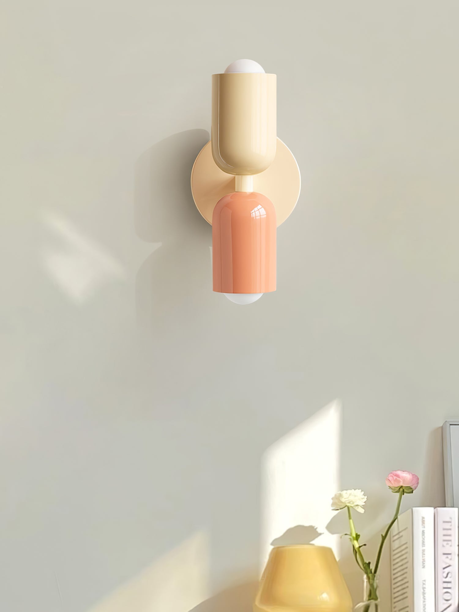 Dubbele Wandlamp met Stekker Lichtrichting Boven en Beneden Metalen Armatuur Gekleurde Kap E26 / E27 Fitting | Sansoti