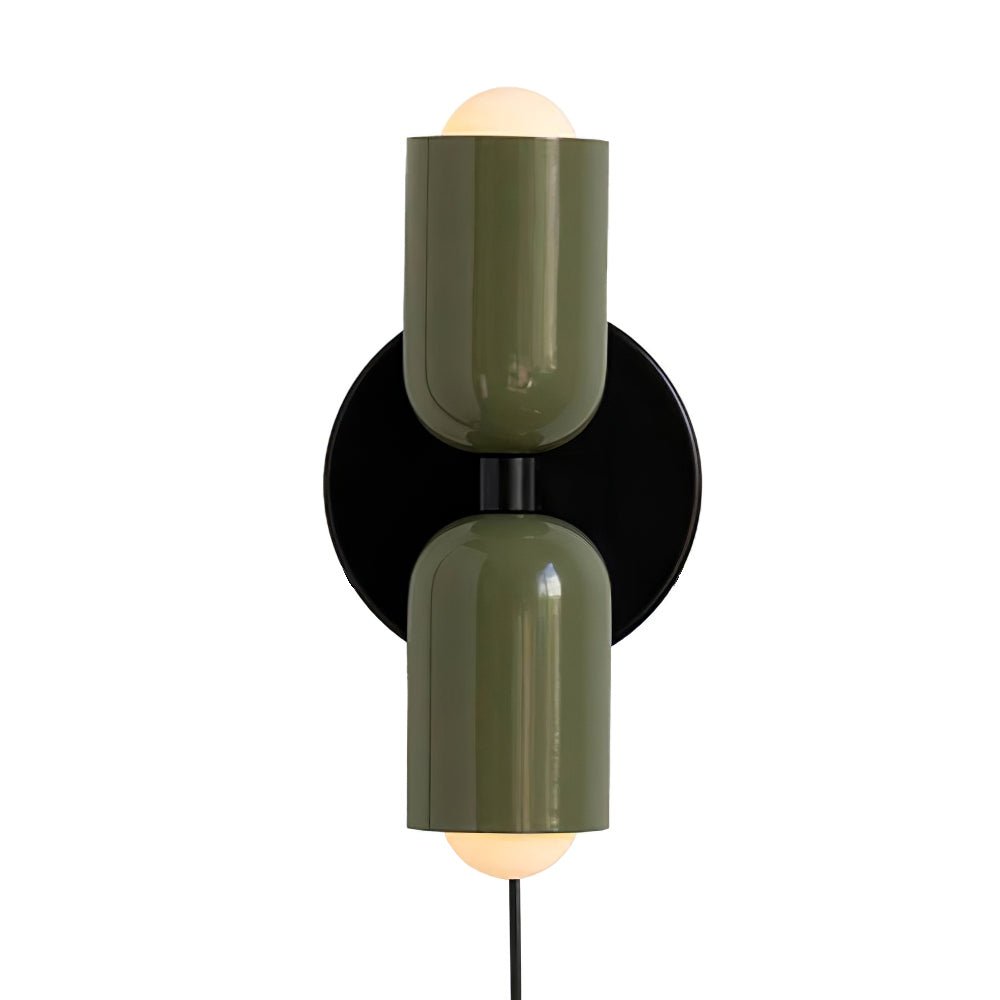 Dubbele Wandlamp met Stekker Lichtrichting Boven en Beneden Metalen Armatuur Gekleurde Kap E26 / E27 Fitting | Sansoti