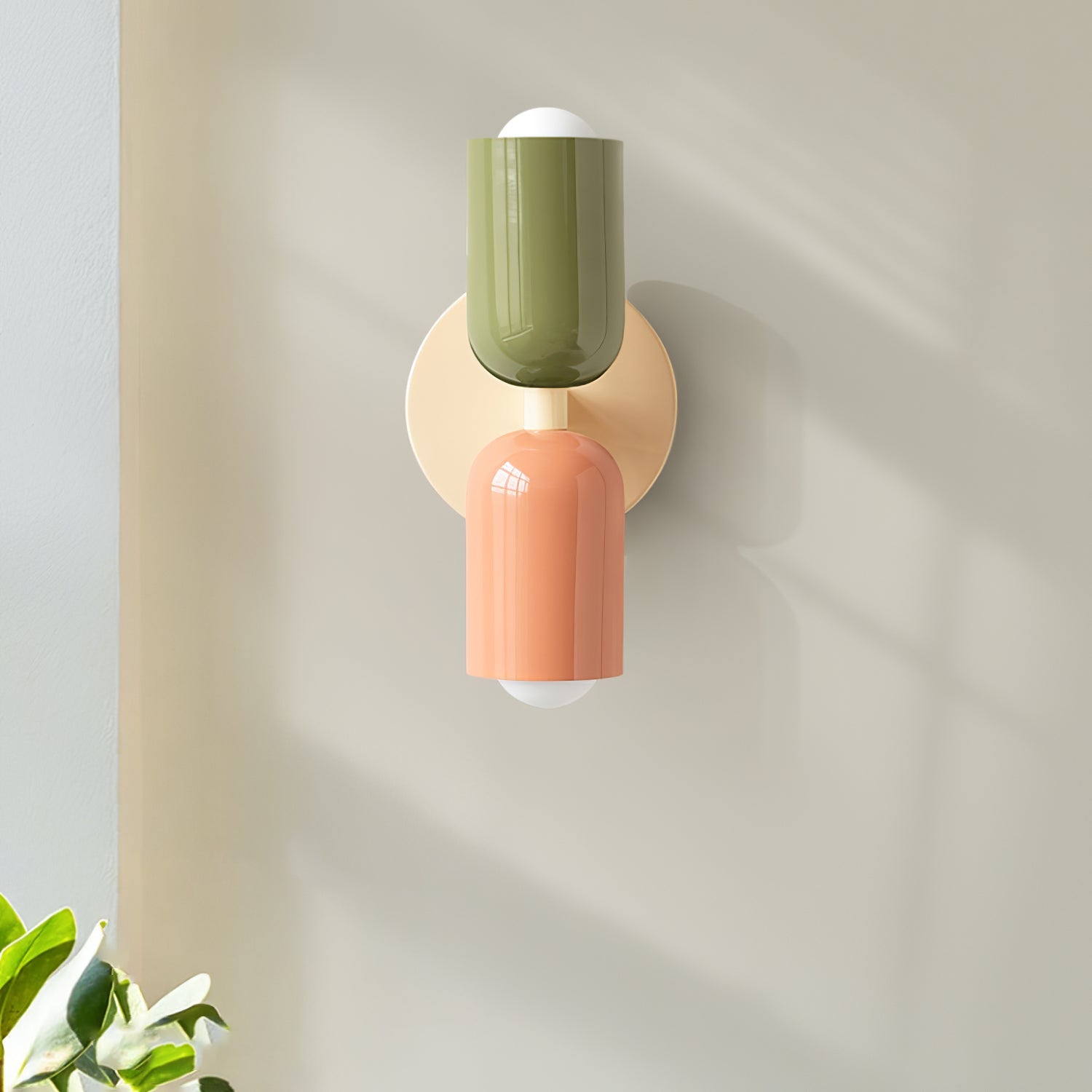 Dubbele Wandlamp met Stekker Lichtrichting Boven en Beneden Metalen Armatuur Gekleurde Kap E26 / E27 Fitting | Sansoti