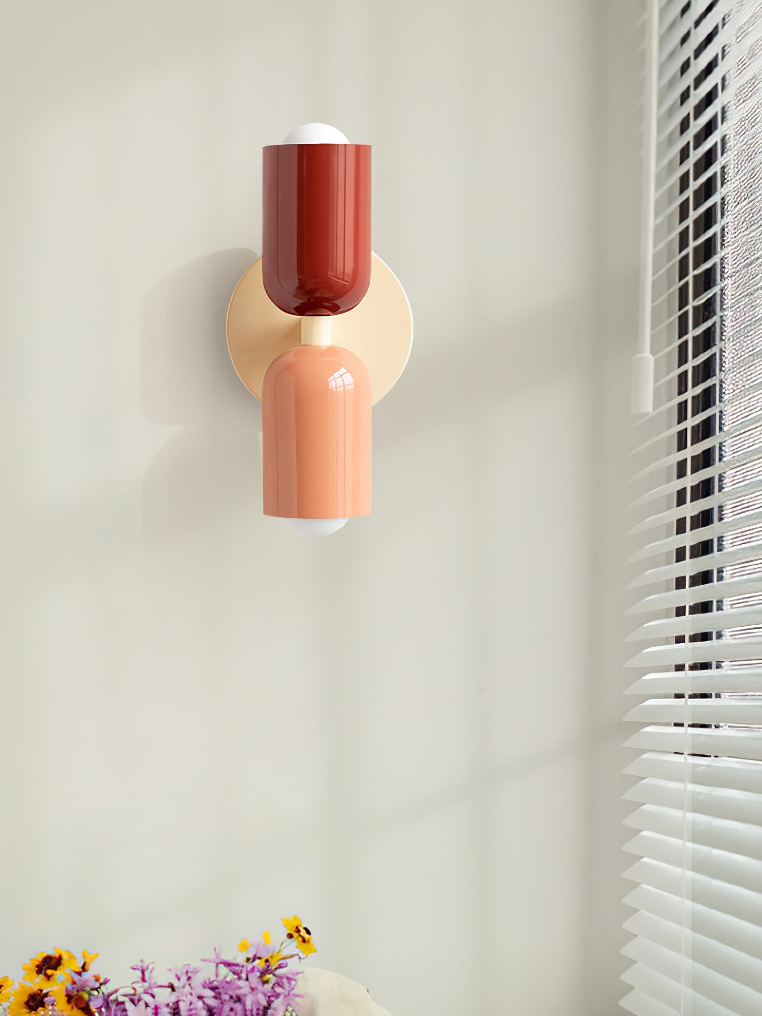 Dubbele Wandlamp met Stekker Lichtrichting Boven en Beneden Metalen Armatuur Gekleurde Kap E26 / E27 Fitting | Sansoti