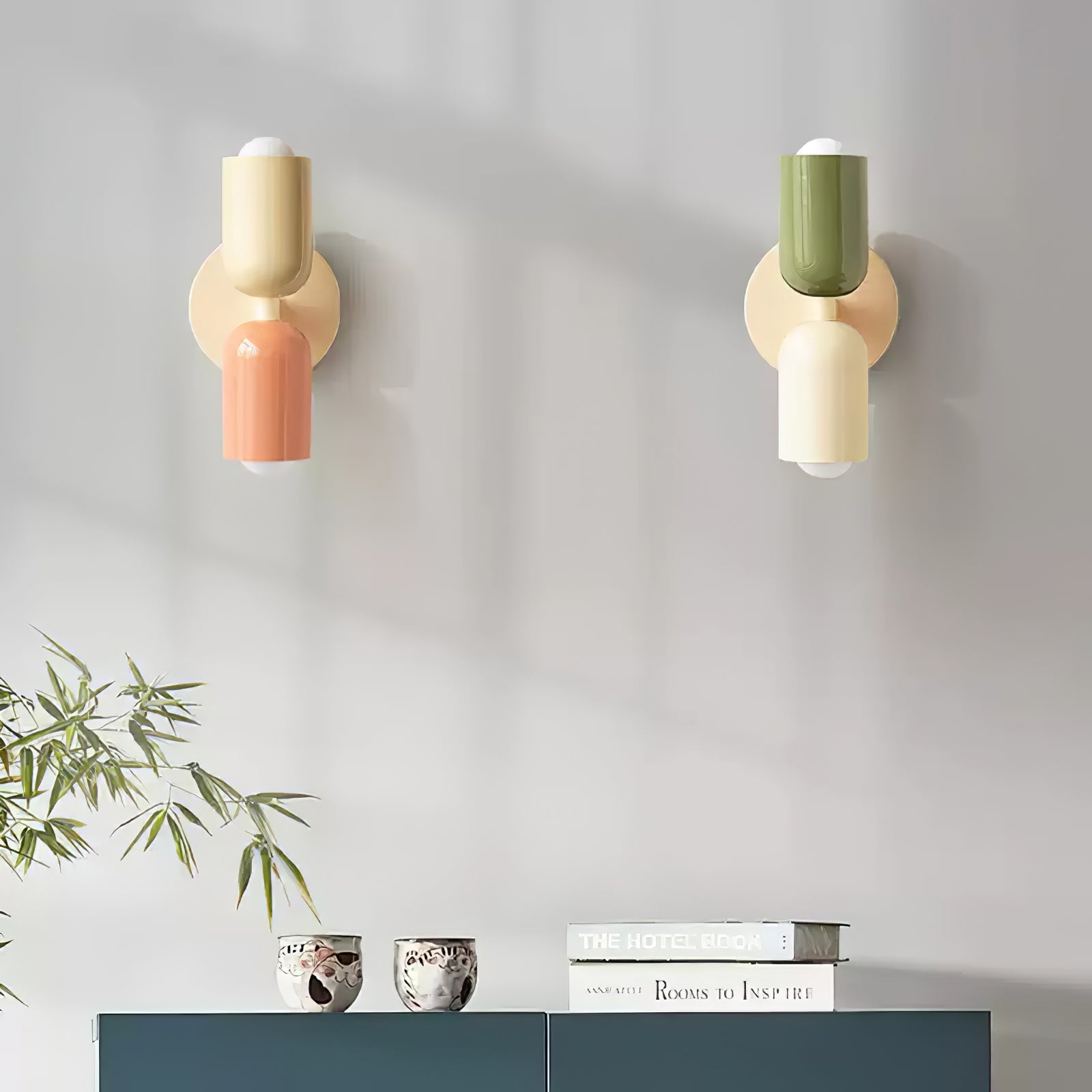 Dubbele Wandlamp met Stekker Lichtrichting Boven en Beneden Metalen Armatuur Gekleurde Kap E26 / E27 Fitting | Sansoti