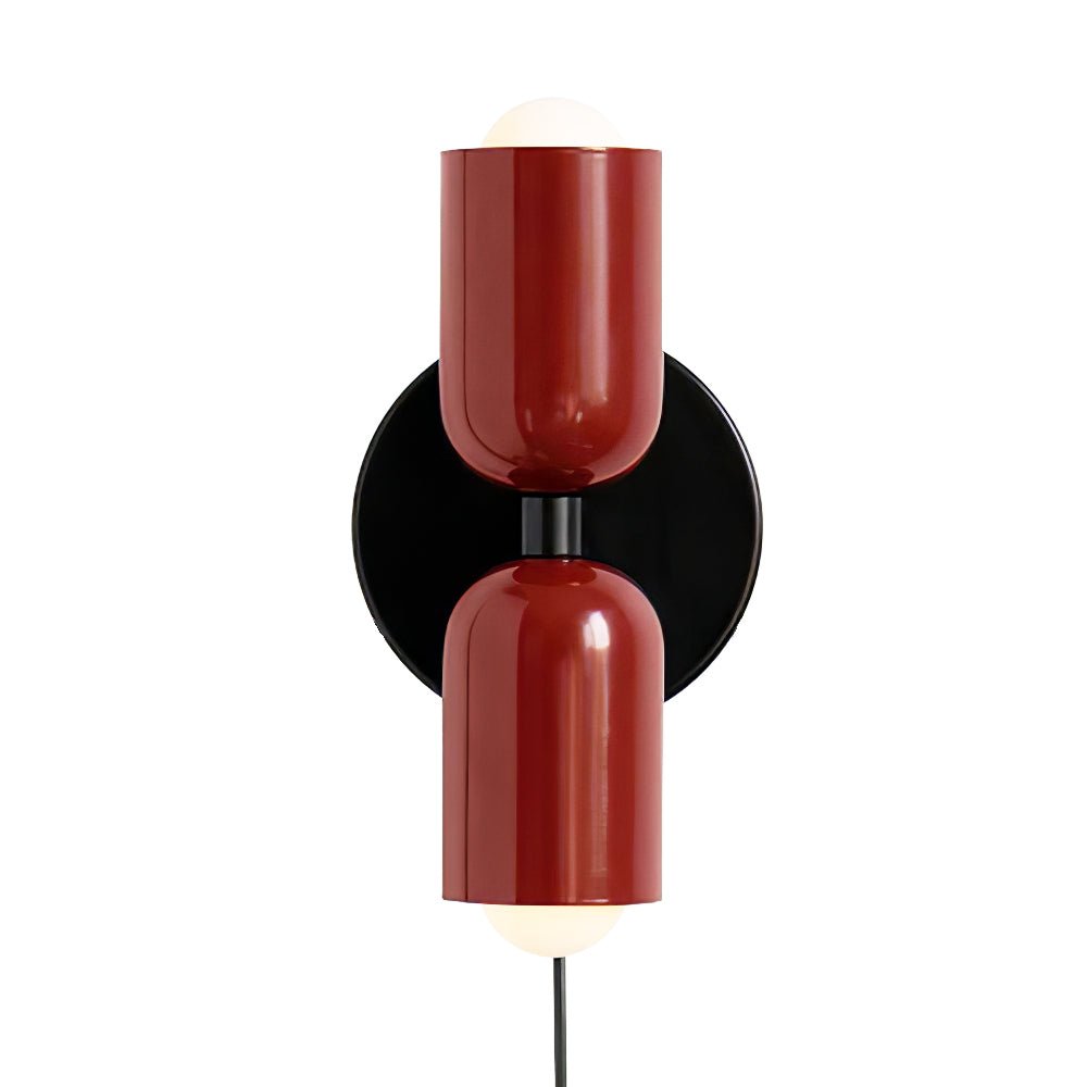 Dubbele Wandlamp met Stekker Lichtrichting Boven en Beneden Metalen Armatuur Gekleurde Kap E26 / E27 Fitting | Sansoti