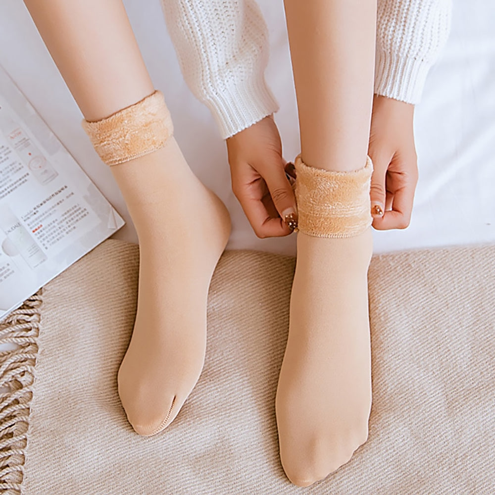 Wärmende Velours-Wintersocken im Set, Wollmischung, herrlich weich, dehnbar, rutschfest, Haussocken für Damen und Herren | Sansoti