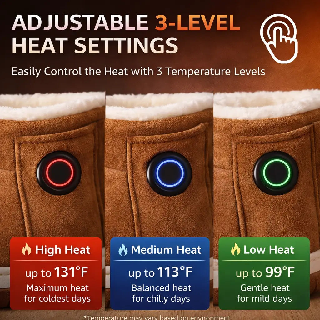 Heated Slippers with 3 Heat Settings, Rechargeable, Waterproof, Non-Slip, Comfortable, for Indoor and Outdoor Use | Sansoti