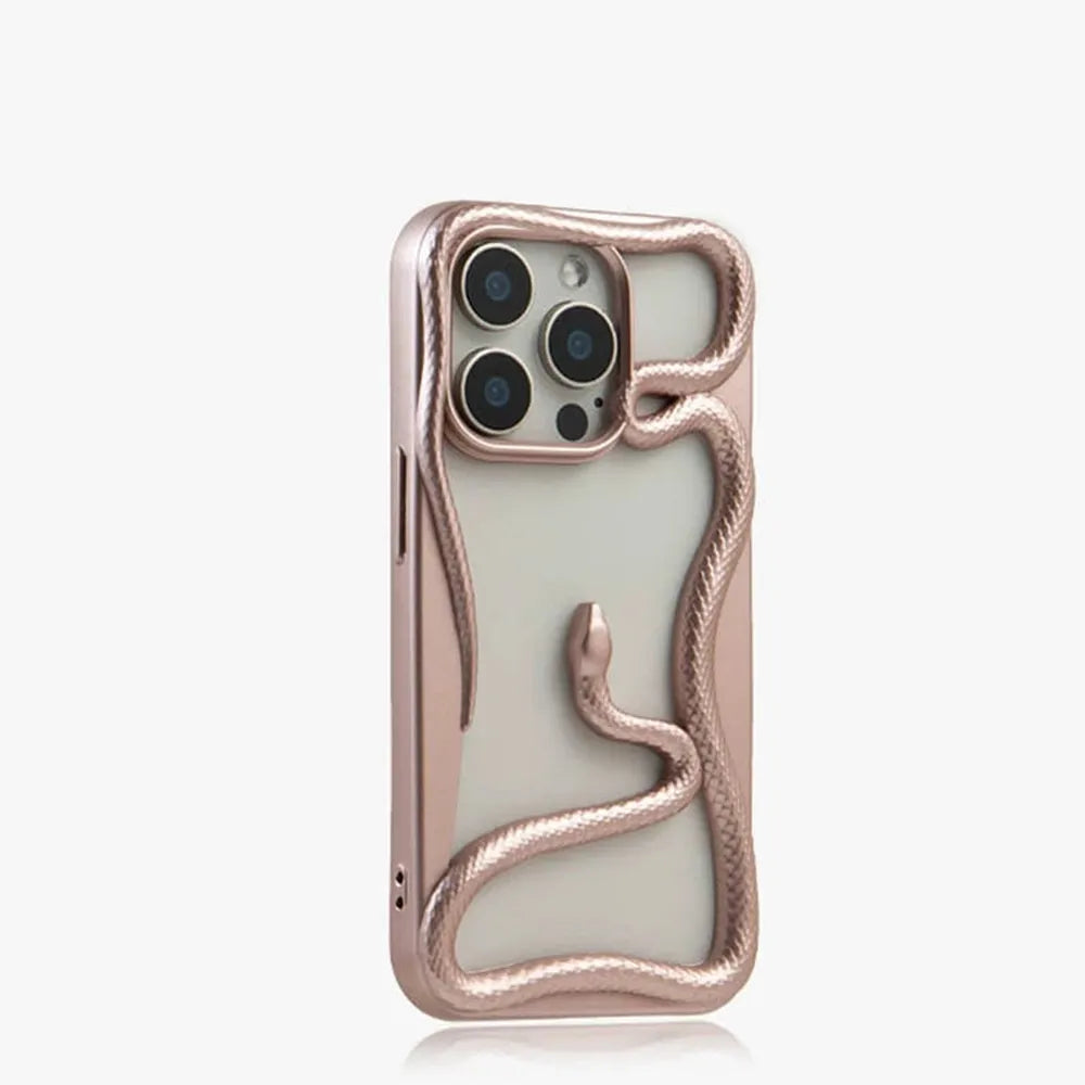 iPhone Hoesje met Slangpatroon en Verstevigde Bumper – Matte en Verchroomde Afwerking voor iPhone 12-17 | Sansoti