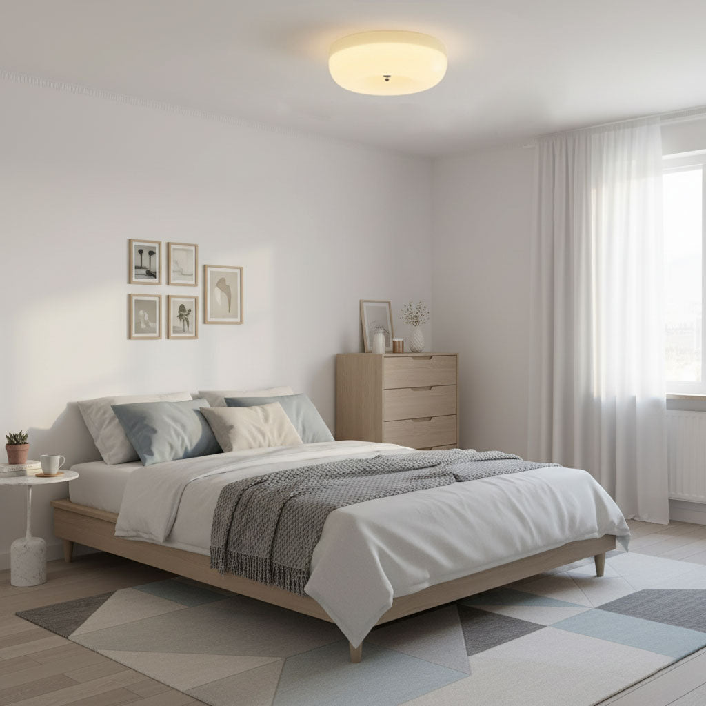 Plafondlamp Melkglas 32–46 cm | Glazen Bol met Zilveren Accent | Dimbare Plafondverlichting Warm Wit | Sansoti