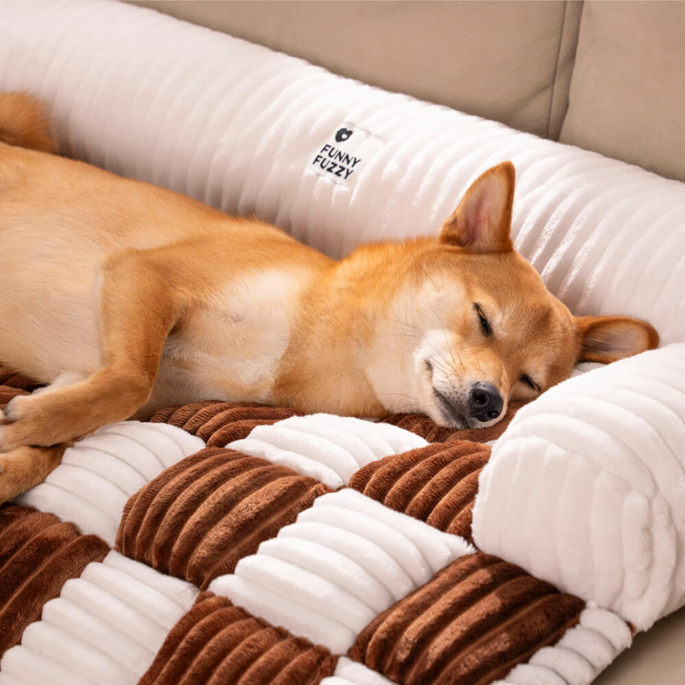 Geruit Hondenkussen Vierkant Beschermhoes Bank Meubels Huisdier 61×70 cm Crème Beige Bruin Koffie Grijs | Sansoti