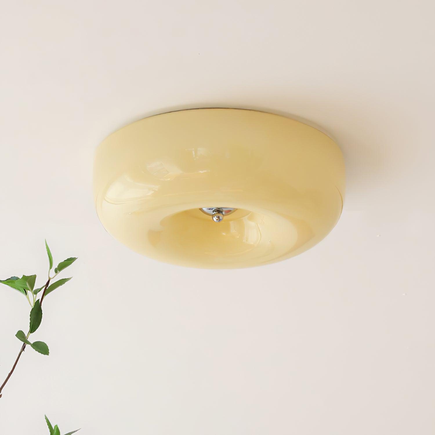 Plafondlamp Melkglas 32–46 cm | Glazen Bol met Zilveren Accent | Dimbare Plafondverlichting Warm Wit | Sansoti