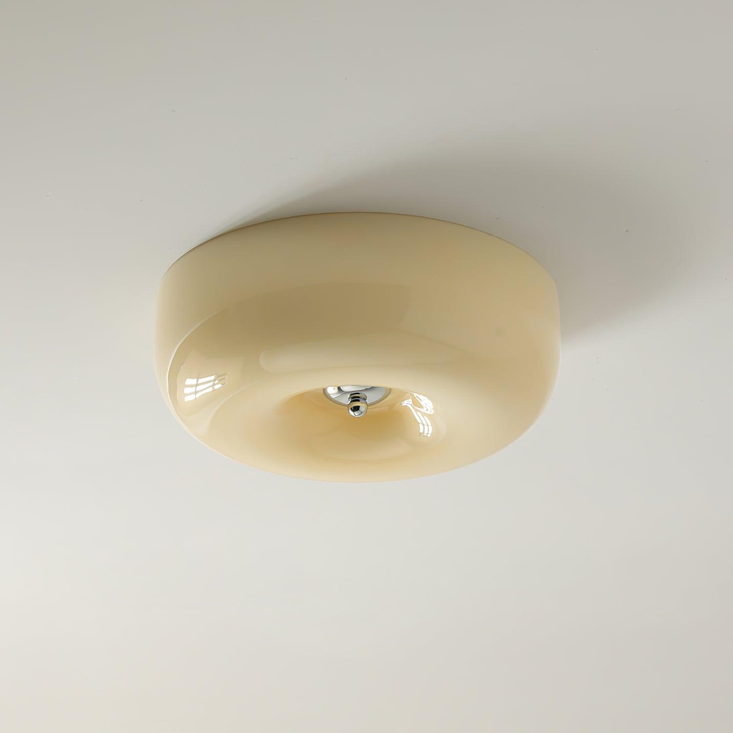 Plafondlamp Melkglas 32–46 cm | Glazen Bol met Zilveren Accent | Dimbare Plafondverlichting Warm Wit | Sansoti