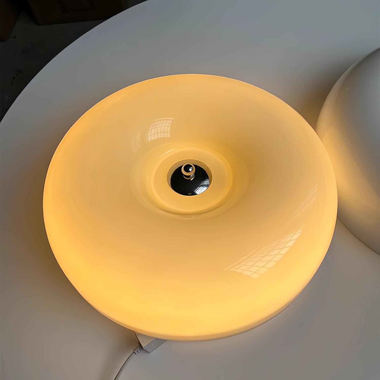 Plafondlamp Melkglas 32–46 cm | Glazen Bol met Zilveren Accent | Dimbare Plafondverlichting Warm Wit | Sansoti