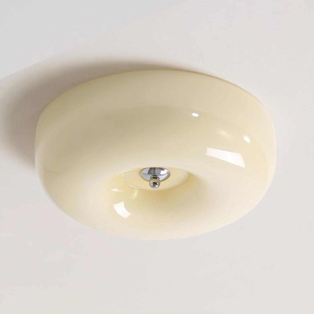 Plafondlamp Melkglas 32–46 cm | Glazen Bol met Zilveren Accent | Dimbare Plafondverlichting Warm Wit | Sansoti