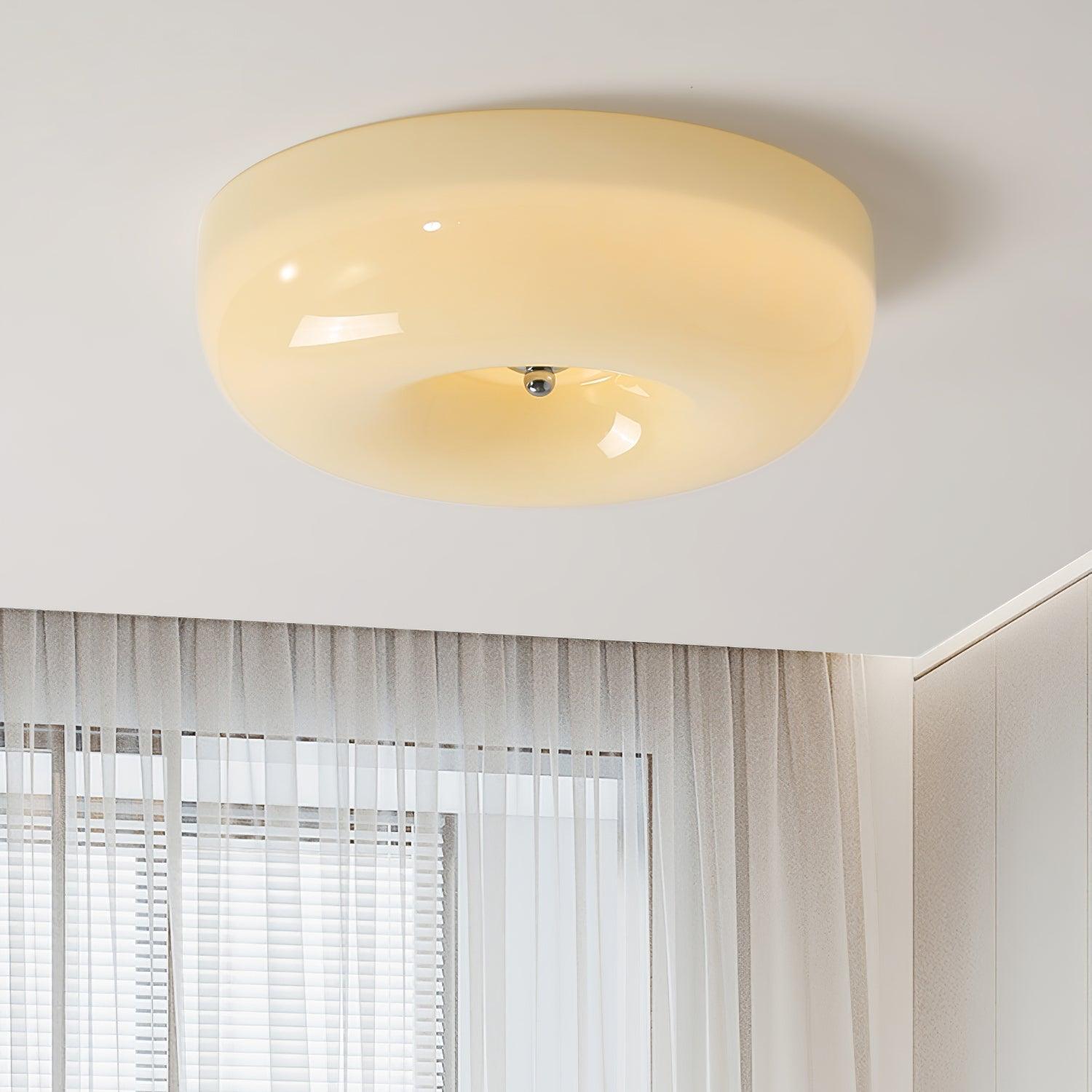 Plafondlamp Melkglas 32–46 cm | Glazen Bol met Zilveren Accent | Dimbare Plafondverlichting Warm Wit | Sansoti