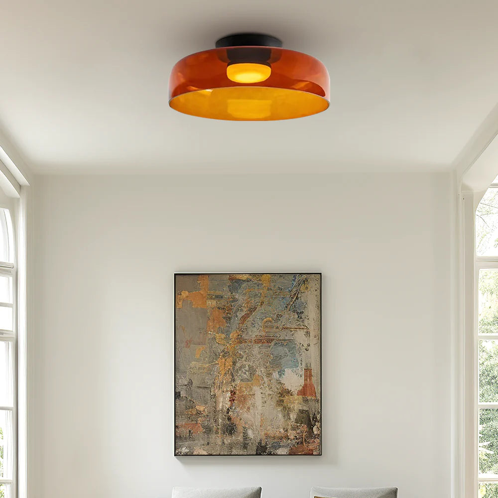 Design Glazen Plafondlamp met Gelaagde Structuur — Elegant Lichtspel voor Eetkamer, Woonkamer en Slaapkamer | Sansoti