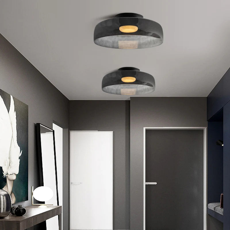 Design Glazen Plafondlamp met Gelaagde Structuur — Elegant Lichtspel voor Eetkamer, Woonkamer en Slaapkamer | Sansoti