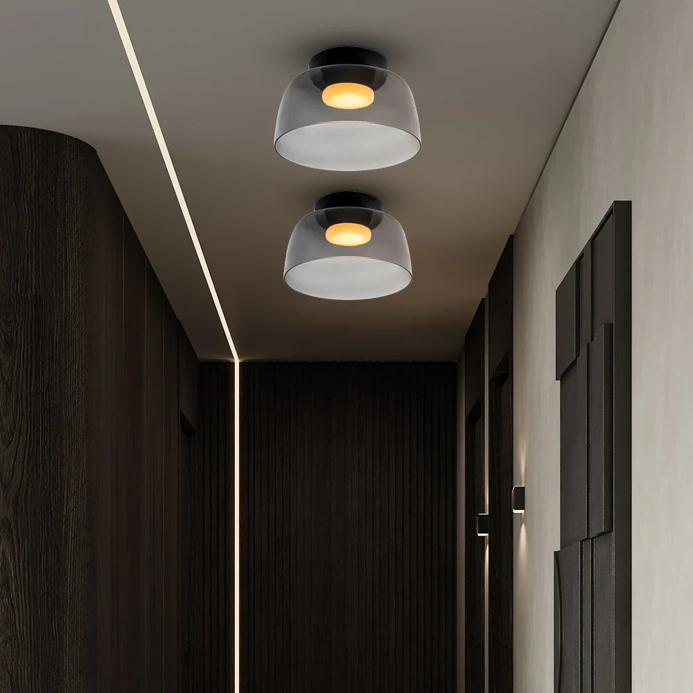Design Glazen Plafondlamp met Gelaagde Structuur — Elegant Lichtspel voor Eetkamer, Woonkamer en Slaapkamer | Sansoti
