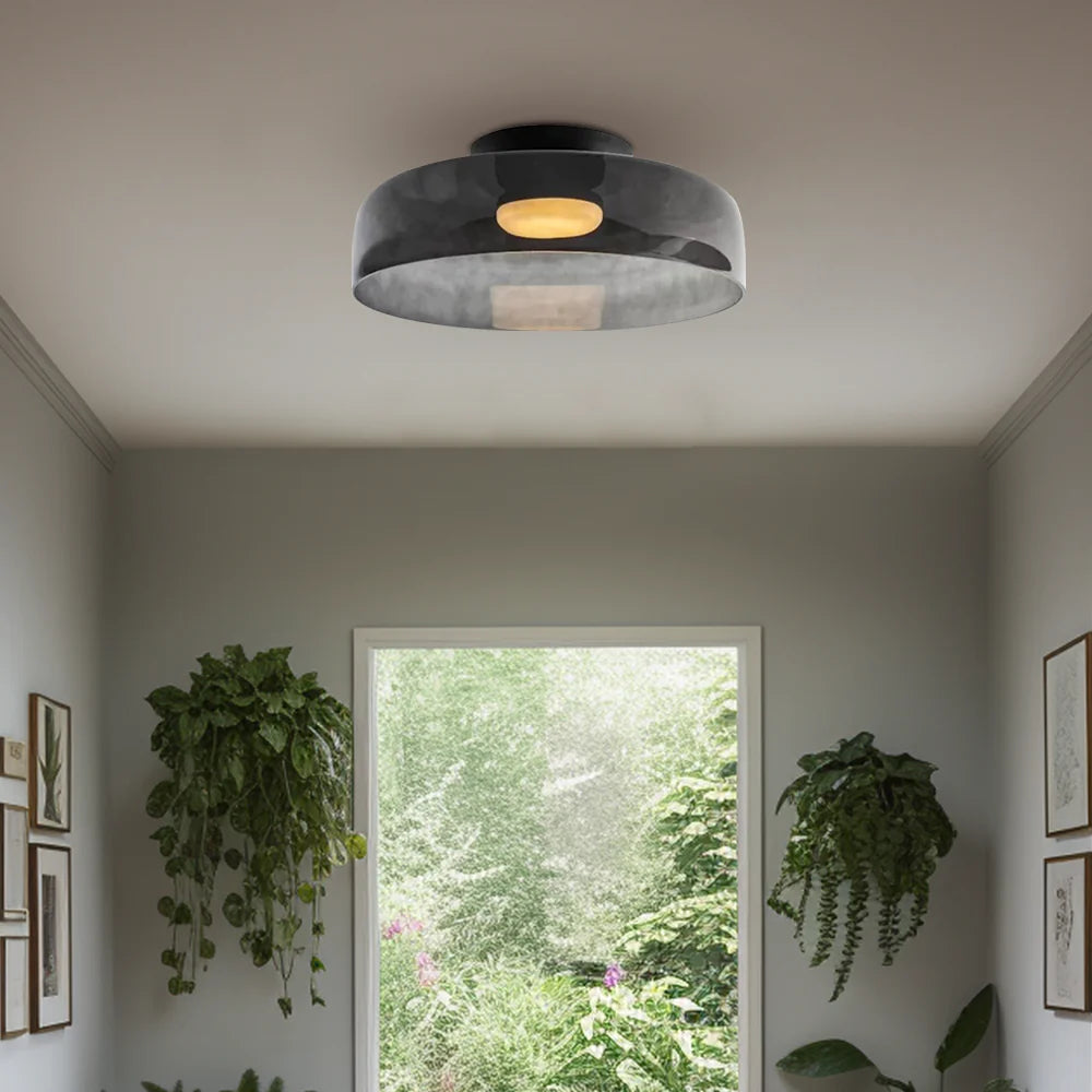 Design Glazen Plafondlamp met Gelaagde Structuur — Elegant Lichtspel voor Eetkamer, Woonkamer en Slaapkamer | Sansoti