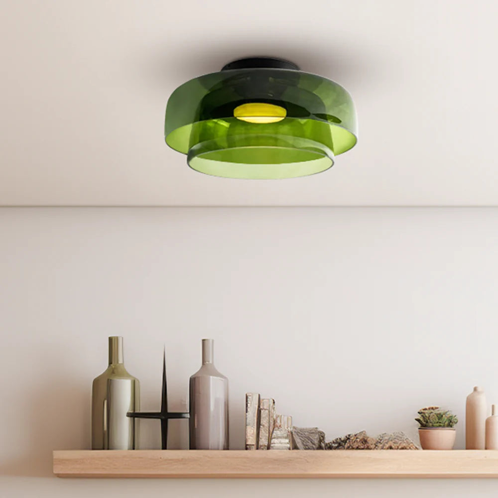 Design Glazen Plafondlamp met Gelaagde Structuur — Elegant Lichtspel voor Eetkamer, Woonkamer en Slaapkamer | Sansoti