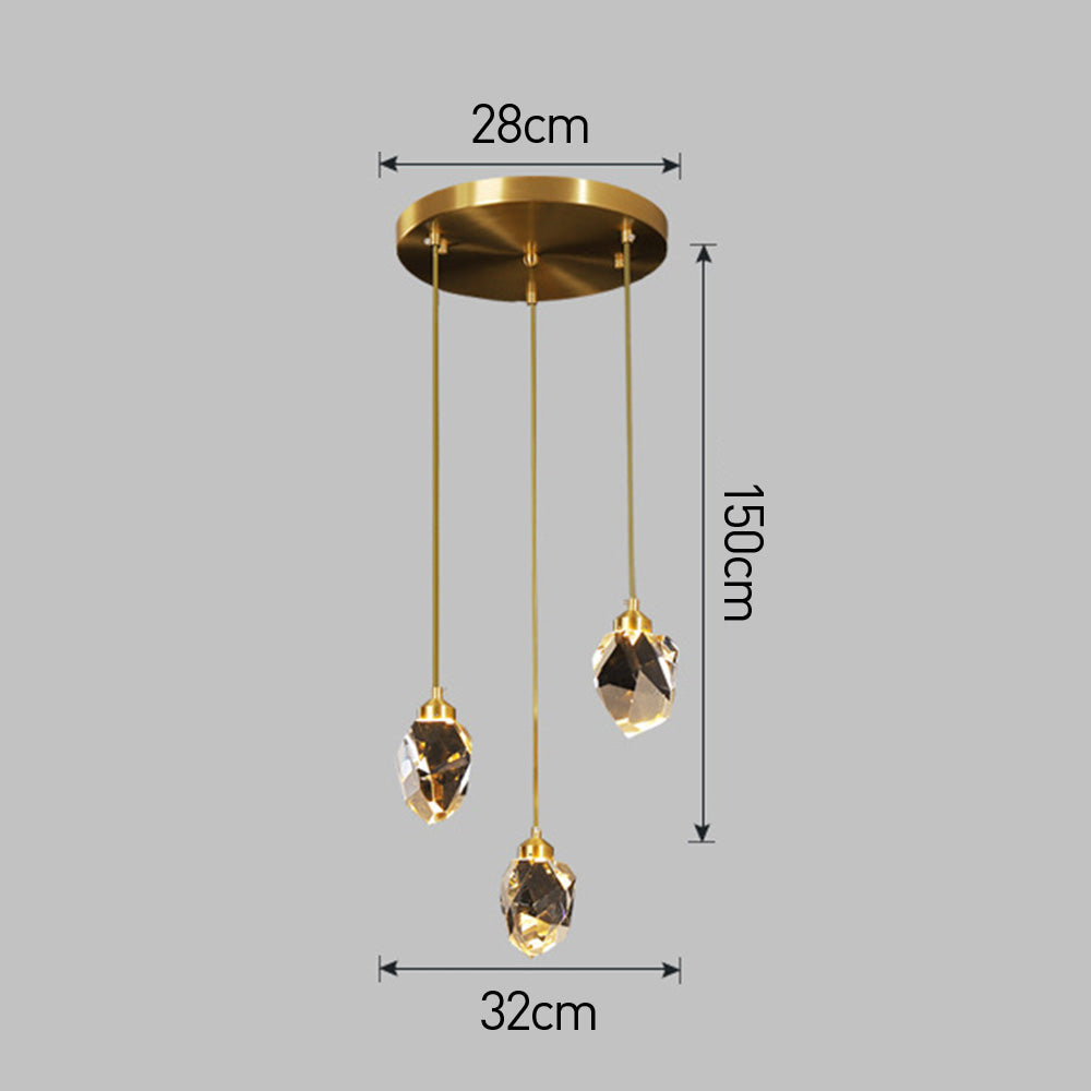 Suspension Verre Métal Or Réglable Table à manger Salon Îlot de cuisine Forme goutte Lampe design Éclairage d'ambiance | Restfield