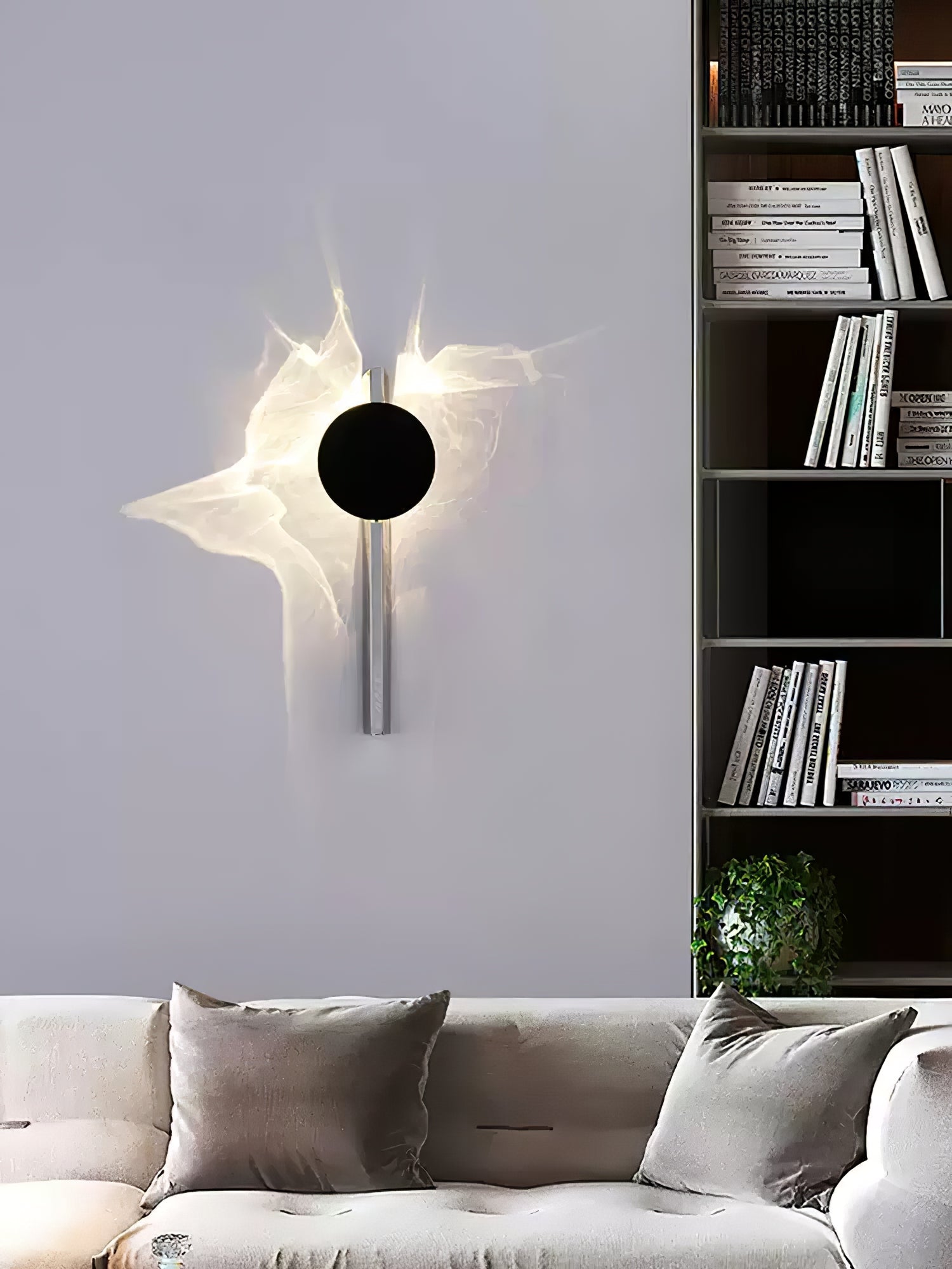 Kinetic Shadow Wandlamp Sculptuur met Verchroomde Schaduwprojectie | Sansoti