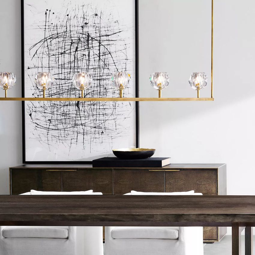 Kristallen Kroonluchter met Messing Frame en LED Verlichting voor Eetkamer Woonkamer Entree Plafondlamp | Sansoti