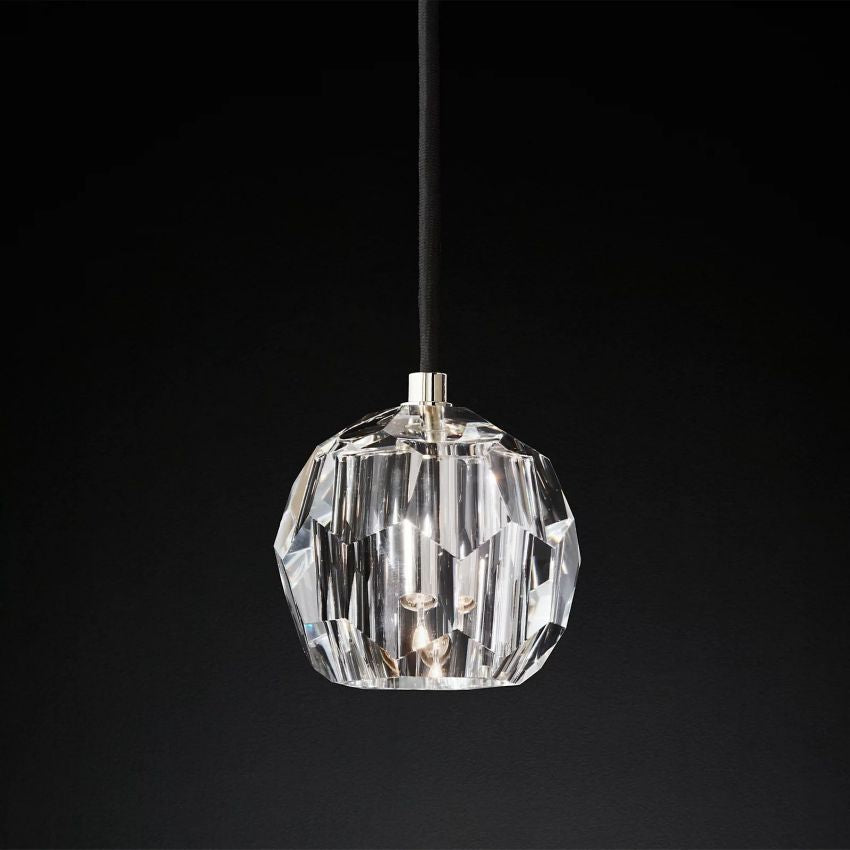 Glas-Hängeleuchte mit Kristallkugel Ø13cm Messing Schwarz Nickel Wohnzimmer Esszimmer Schlafzimmer LED-Beleuchtung | Sansoti