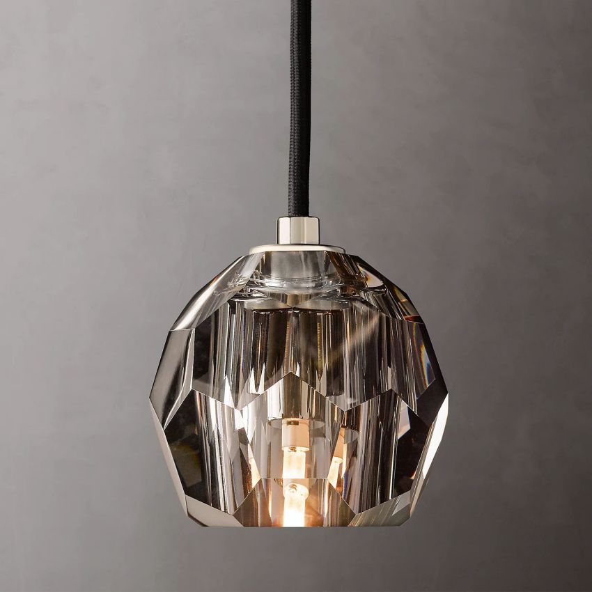 Glas-Hängeleuchte mit Kristallkugel Ø13cm Messing Schwarz Nickel Wohnzimmer Esszimmer Schlafzimmer LED-Beleuchtung | Sansoti
