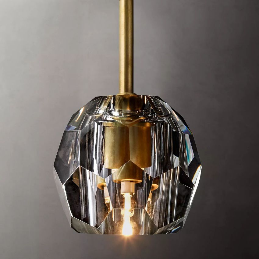 Glas-Hängeleuchte mit Kristallkugel Ø13cm Messing Schwarz Nickel Wohnzimmer Esszimmer Schlafzimmer LED-Beleuchtung | Sansoti