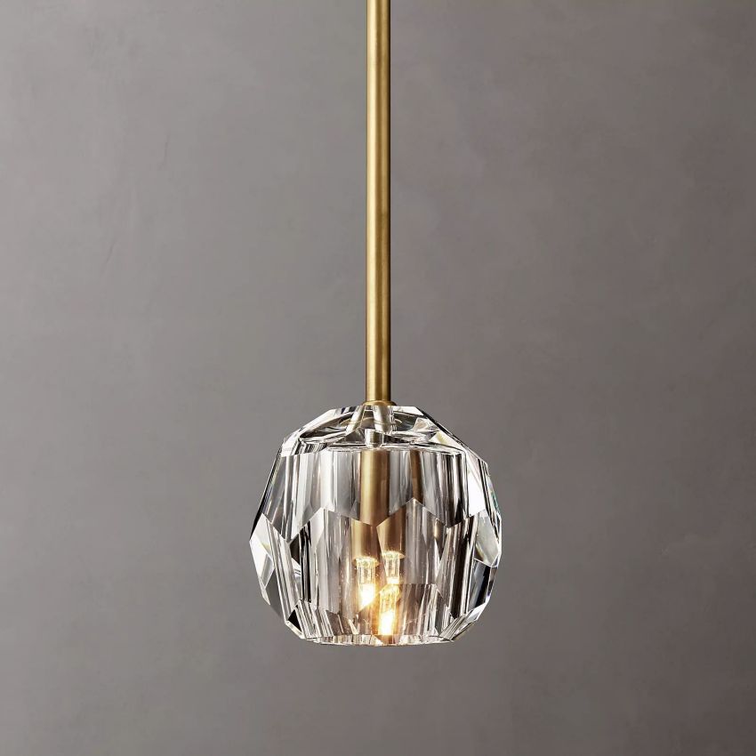 Glas-Hängeleuchte mit Kristallkugel Ø13cm Messing Schwarz Nickel Wohnzimmer Esszimmer Schlafzimmer LED-Beleuchtung | Sansoti