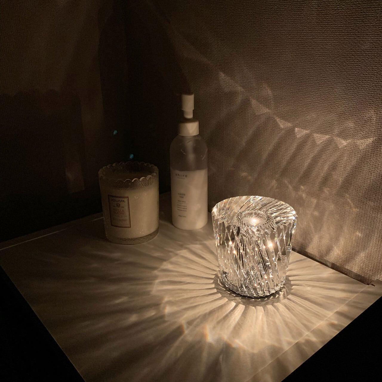 Diamant Kristal Tafellamp met Ingebouwde Accu – Draadloos & Dimbaar – Ø 8,2 cm × H 9 cm | Sansoti