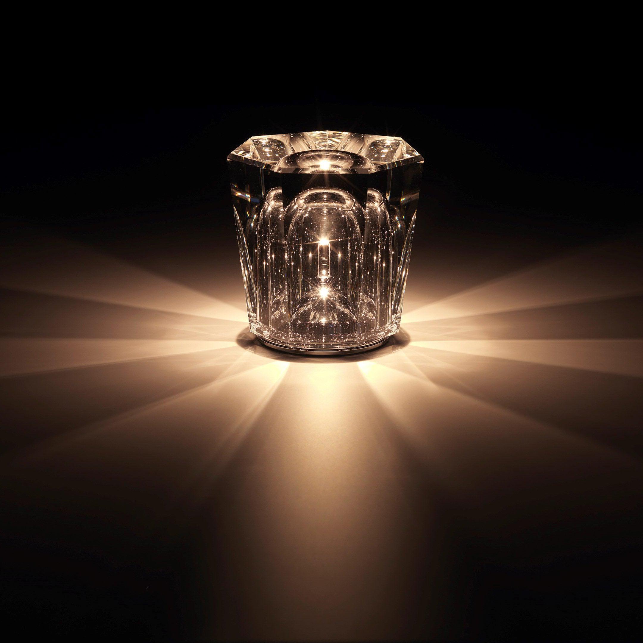 Diamant Kristal Tafellamp met Ingebouwde Accu – Draadloos & Dimbaar – Ø 8,2 cm × H 9 cm | Sansoti