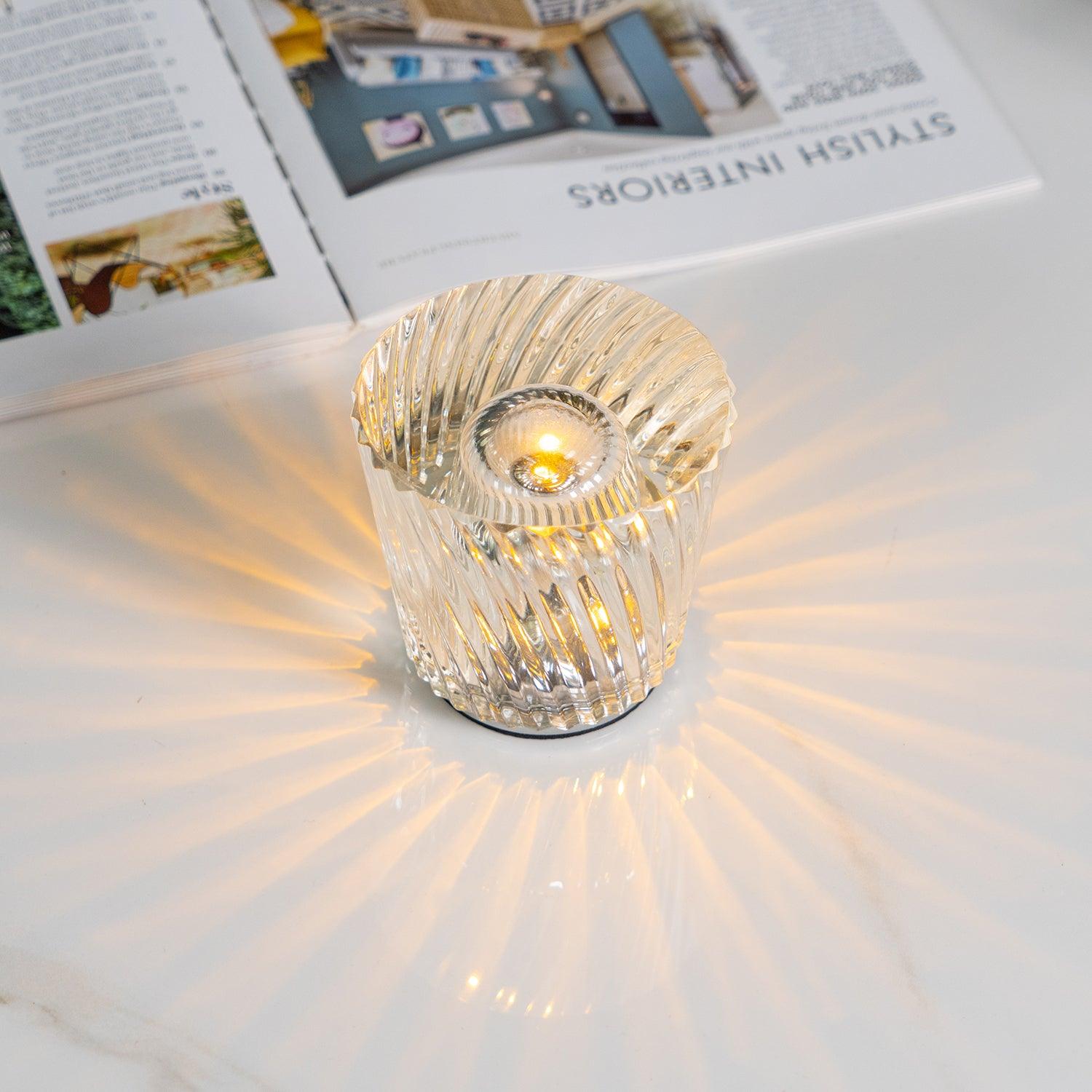Diamant Kristal Tafellamp met Ingebouwde Accu – Draadloos & Dimbaar – Ø 8,2 cm × H 9 cm | Sansoti