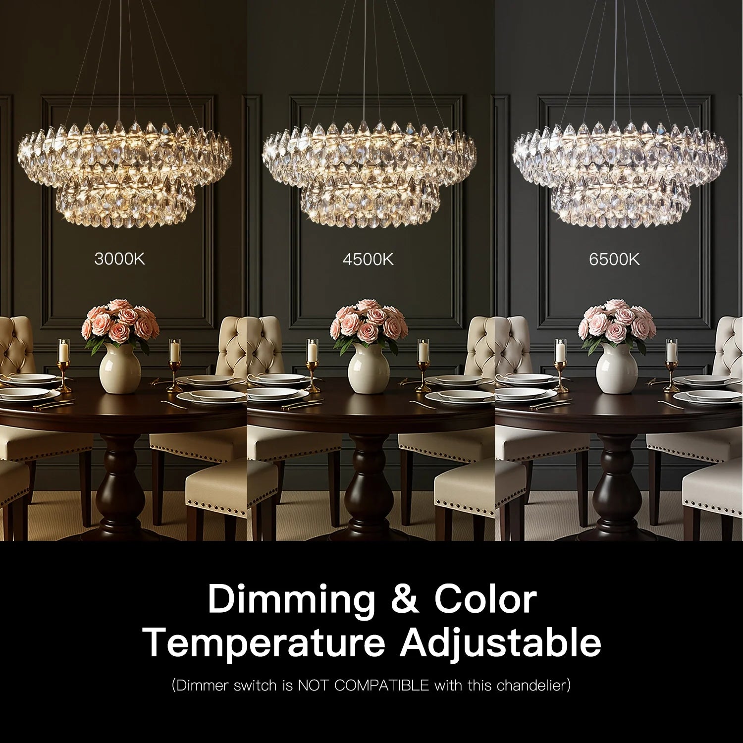 Kristall-Kronleuchter Doppelring Wassertropfen LED Chrom Modern Wohnzimmer Esszimmer Luxus | Restfield