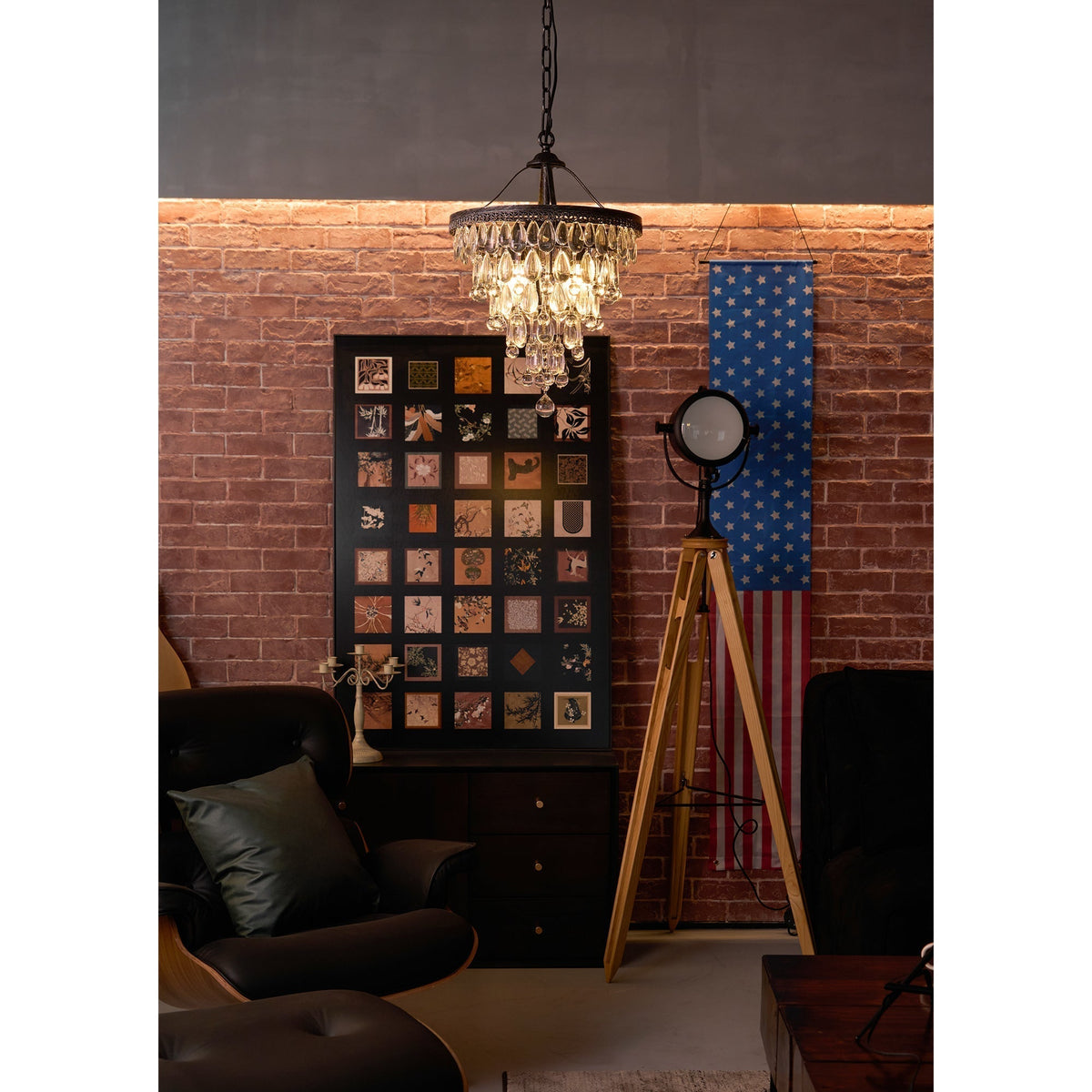 Lustre en cristal avec finition bronze antique et suspension à chaîne – Éclairage décoratif exclusif | Sansoti