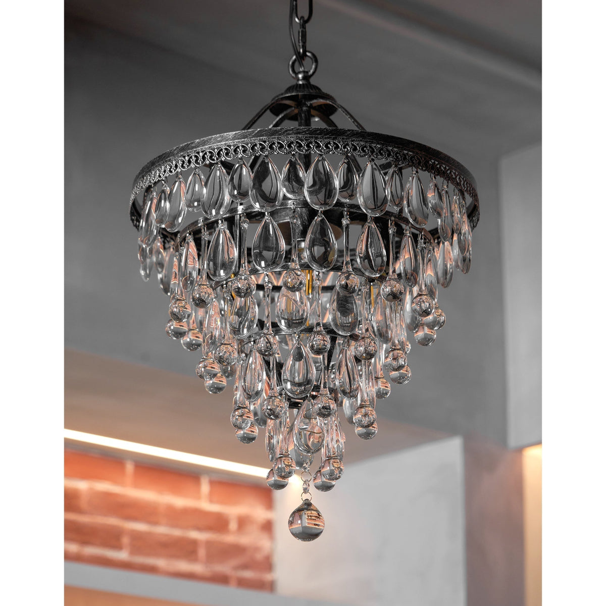 Lustre en cristal avec finition bronze antique et suspension à chaîne – Éclairage décoratif exclusif | Sansoti