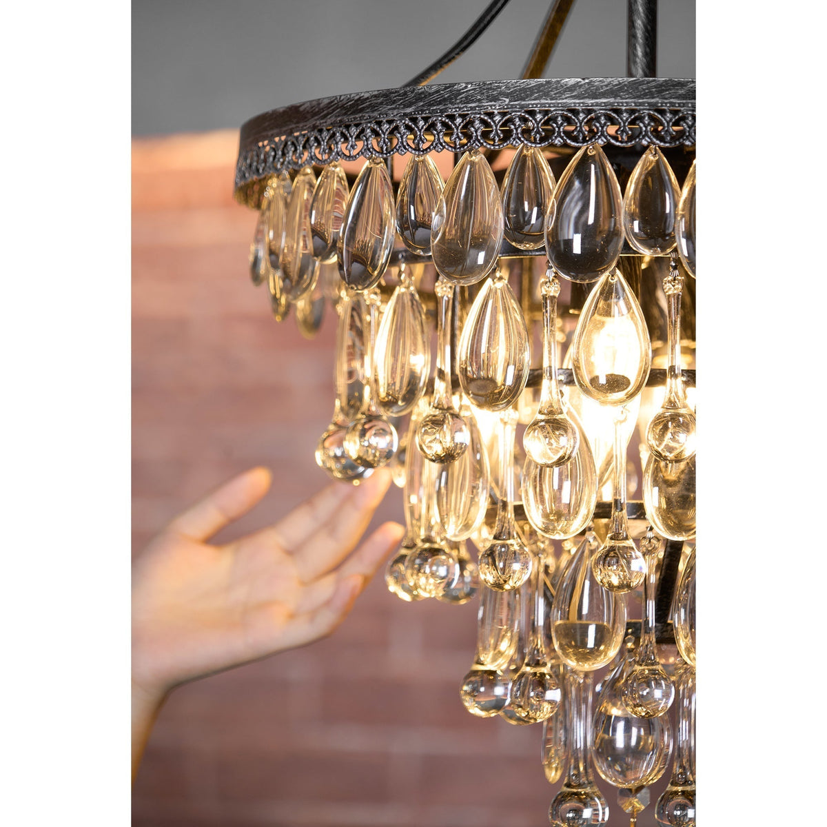 Lustre en cristal avec finition bronze antique et suspension à chaîne – Éclairage décoratif exclusif | Sansoti