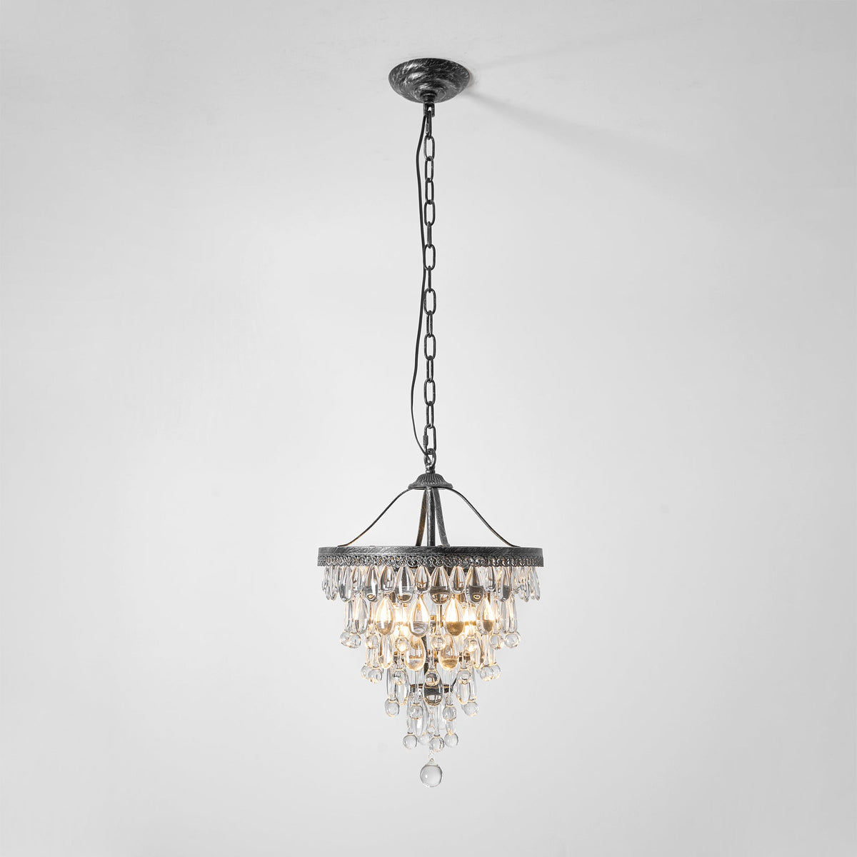 Lustre en cristal avec finition bronze antique et suspension à chaîne – Éclairage décoratif exclusif | Sansoti